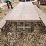 Table de.ferme et ses 2 bancs