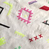 Kilim ecru carpet with colorful and fluorescent patterns 234x144cm