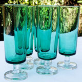 6 old champagne flutes luminarc green clear h14 cm
