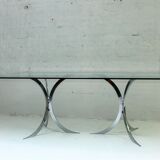 Glass and chrome steel dining table