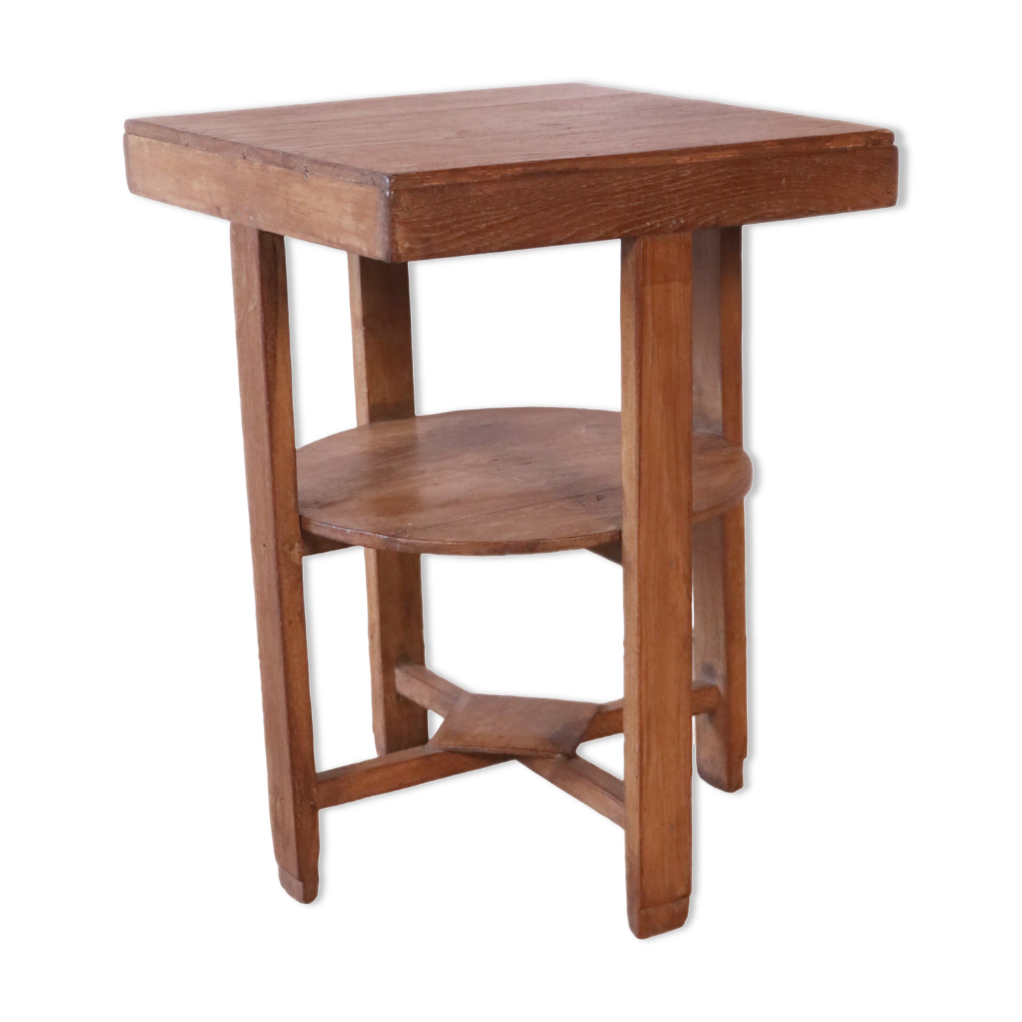 old Art Deco pedestal table in Burmese teak