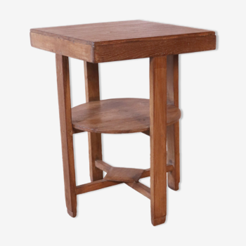 old Art Deco pedestal table in Burmese teak