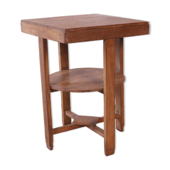 old Art Deco pedestal table in Burmese teak