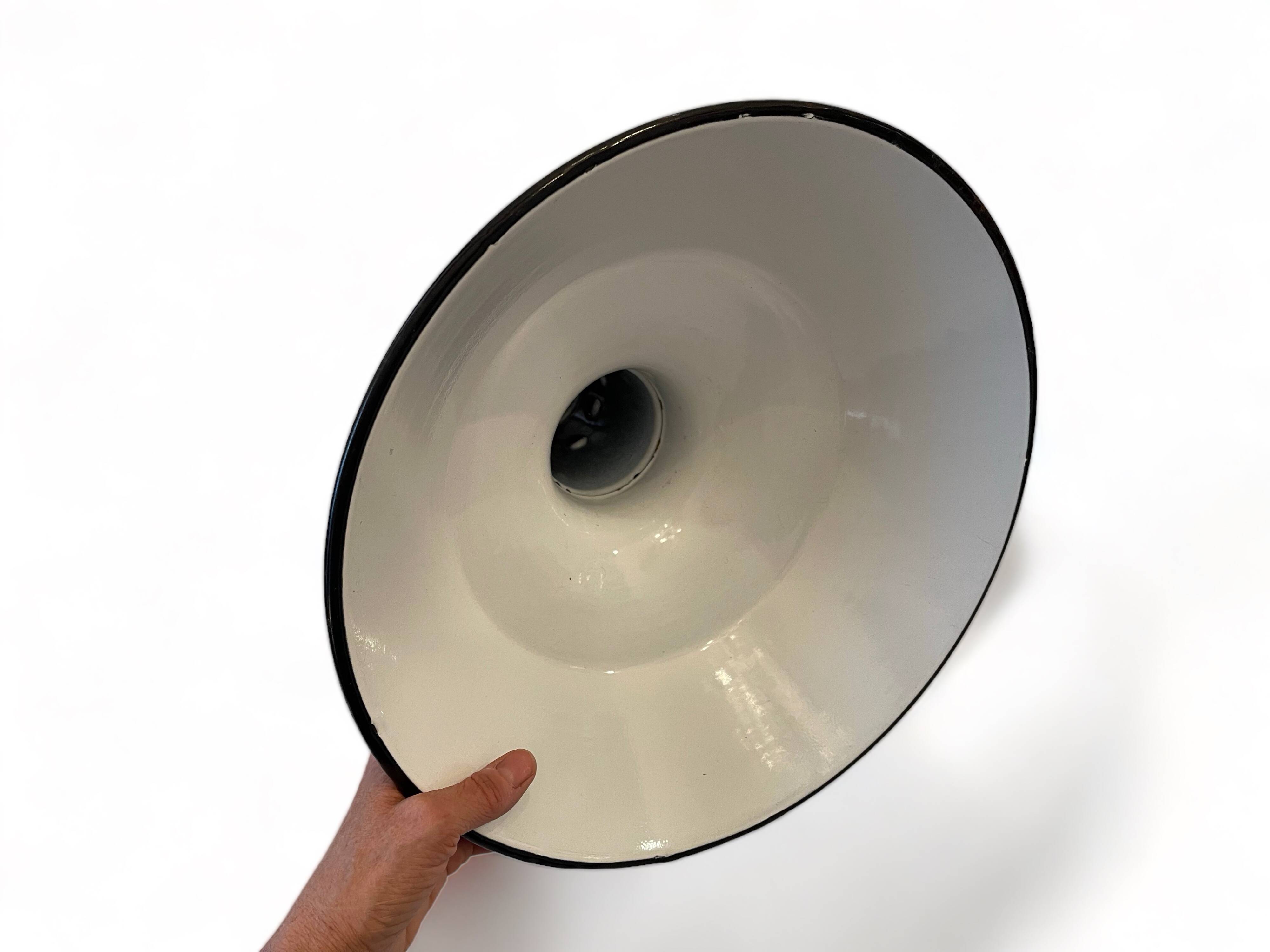 Large industrial lampshade in black enameled sheet metal, vintage 1950 N1