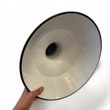 Large industrial lampshade in black enameled sheet metal, vintage 1950 N1