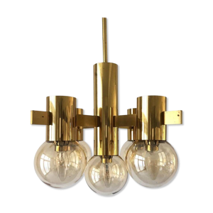 Lustre en laiton et verre