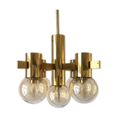 Lustre en laiton et verre fumé attr. H. Agnes Jacobsson, années 1960, Suède
