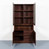 Two-piece cabinet made of Danish walnut veneer from the 1970s
