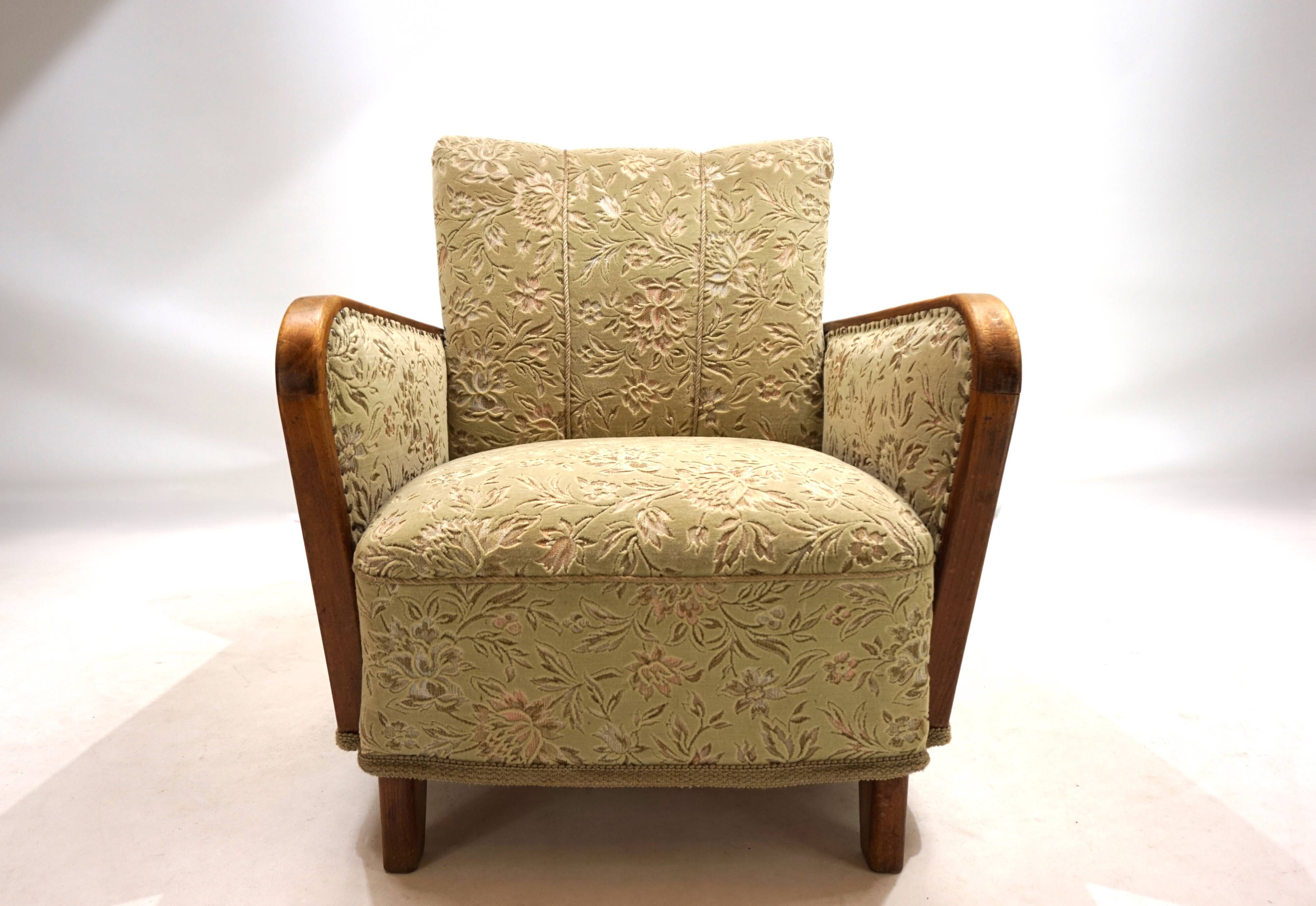 Fauteuil de salon Art Déco en jacquard de velours, 1930