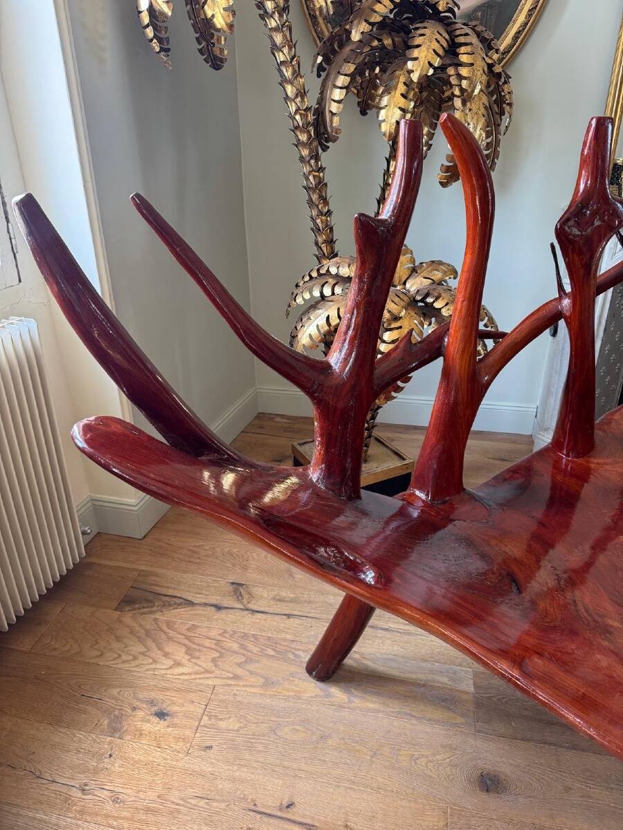 Rosewood bench, Italian work from the 1970s.