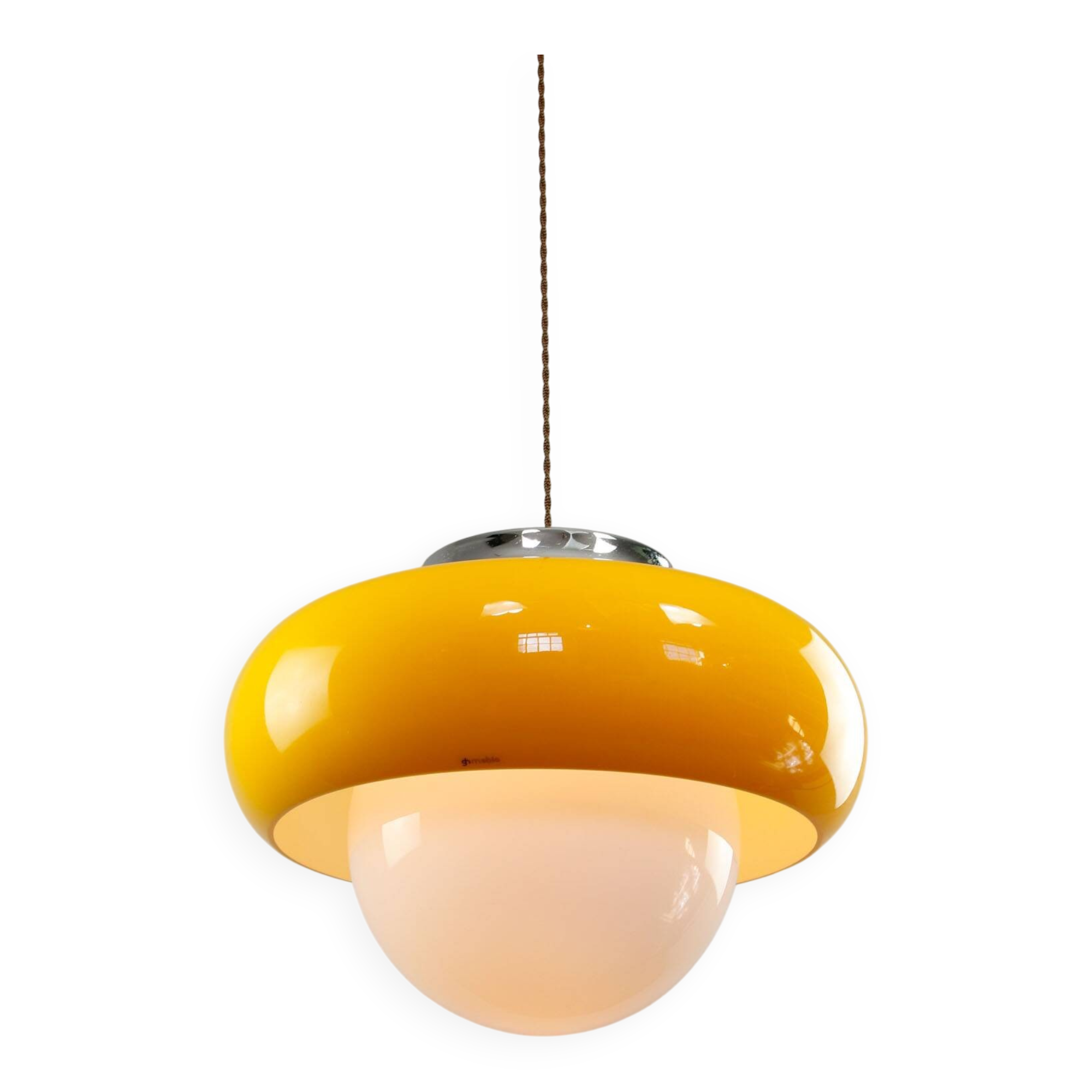 Large Space Age Model Best Pendant from Guzzini in Yellow, 1970s
