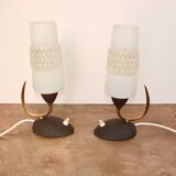 Mid-Century 60s lamp set – brass, glass, vintage design