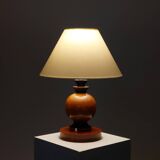 Turned wooden Art Deco table lamp