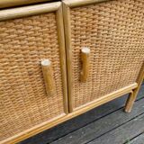 Honey-colored rattan shelf 🍯
