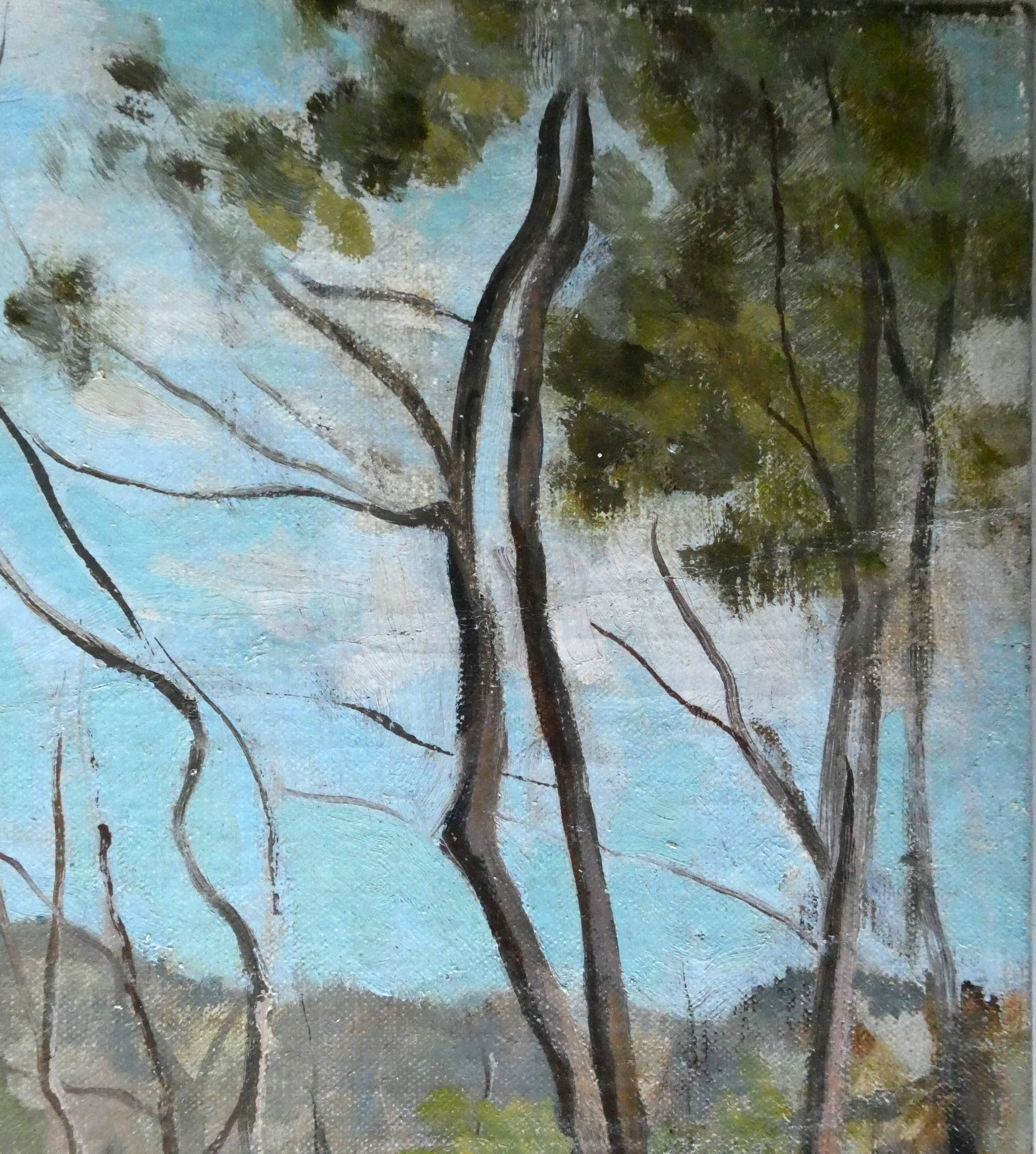Tableau, huile sur toile, paysage de Provence, la Drome, années 40