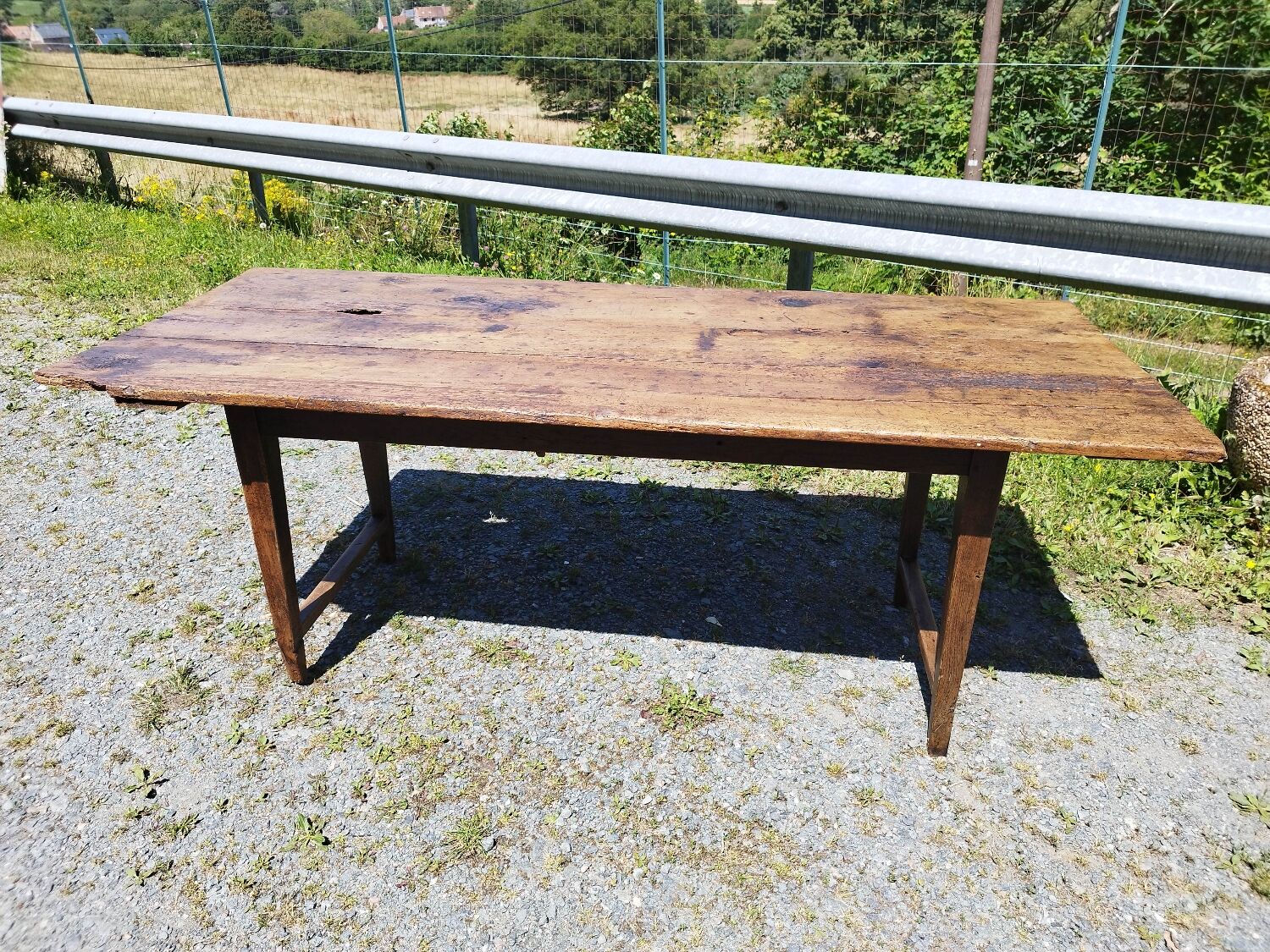 Large rustic farmhouse table bobbin legs
