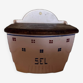 Vintage K&G Luneville earthenware salt box