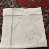 Small linen tablecloth monogram AV