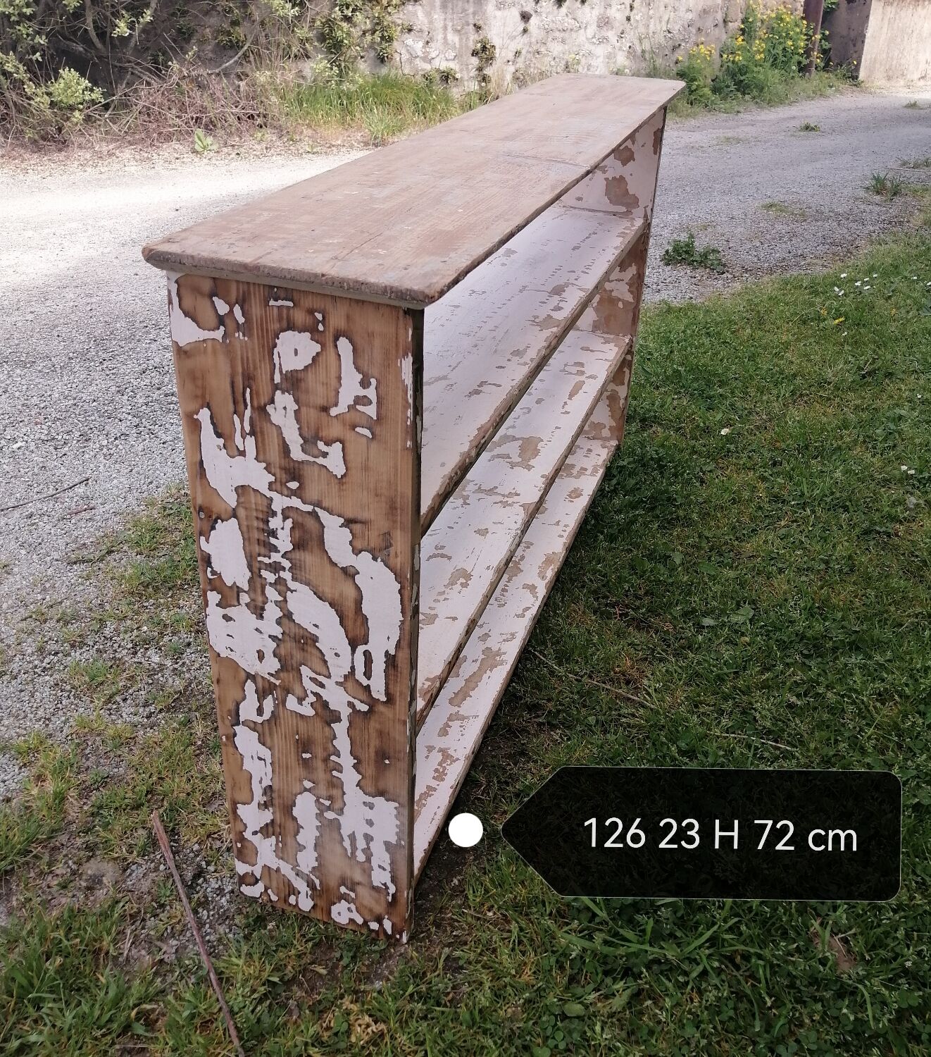 Old shelves in raw wood