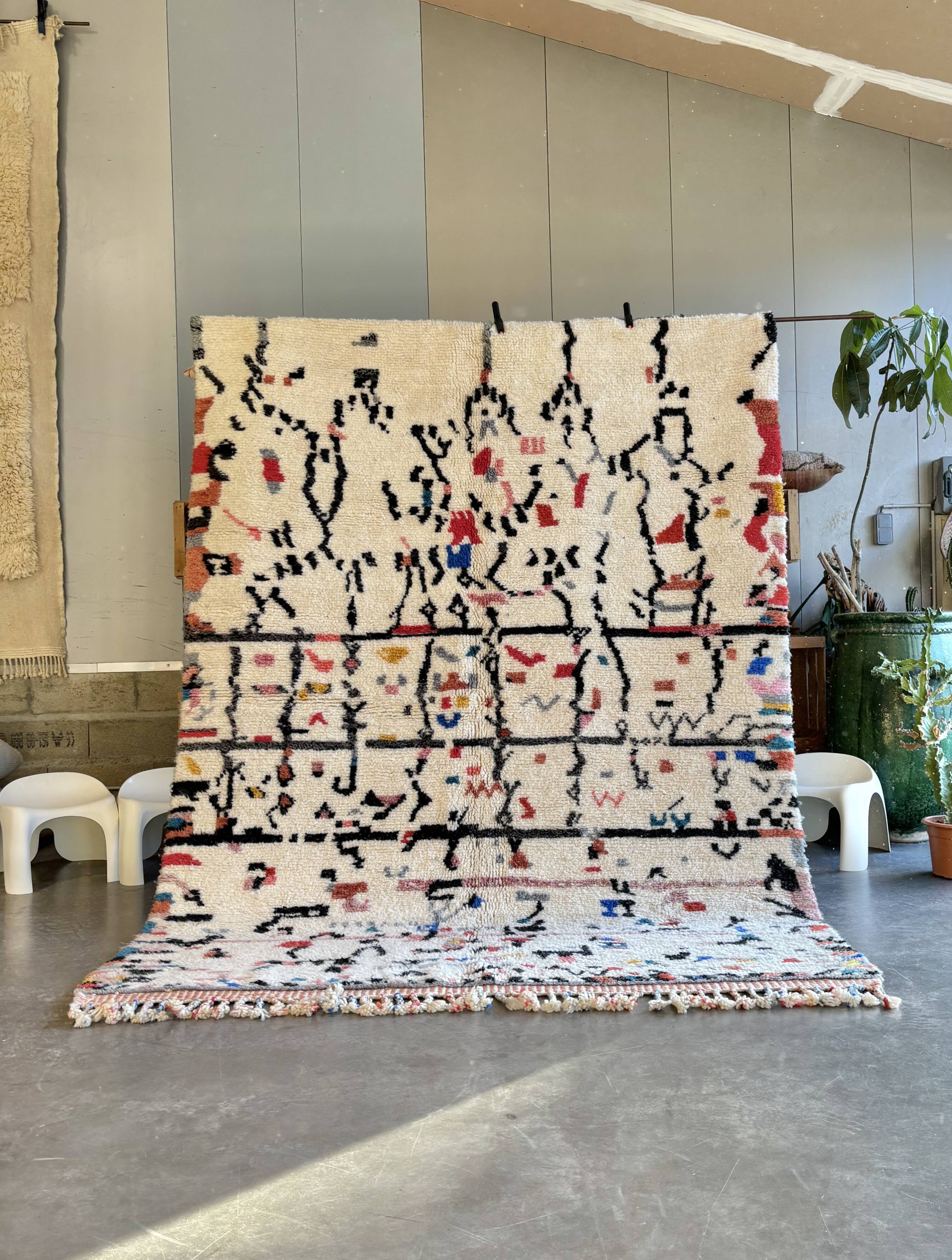Large modern berber beni ouarain wool rug