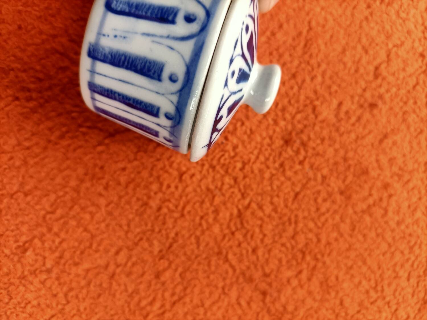 Small vintage blue ceramic box