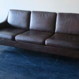 Mid-century danish 3seater sofa in dark brown leather