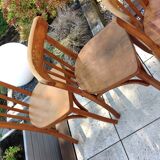 Suite of four foot bistro chairs with hoops / vintage 40s-50s
