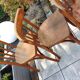 Suite of four foot bistro chairs with hoops / vintage 40s-50s
