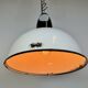 Industrial soviet white enamel pendant lamp, 1960s