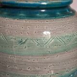 Ceramic vase scarified with gray-blue enamel