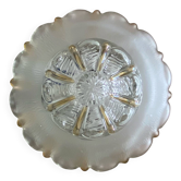 Wall-mounted ceiling light with transparent and amber glass, vintage luminaire.