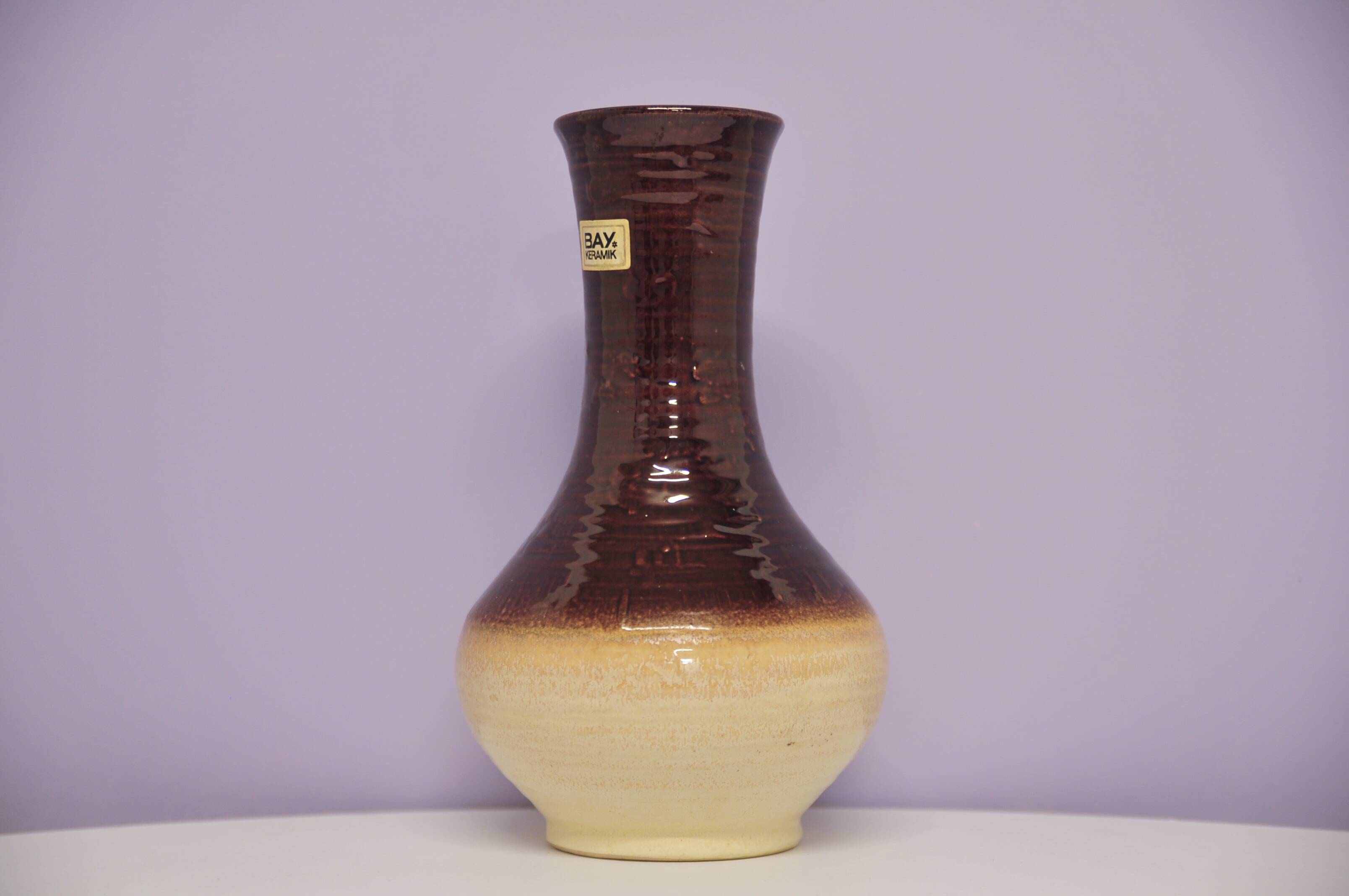 Vintage beige & brown west germany vase bay