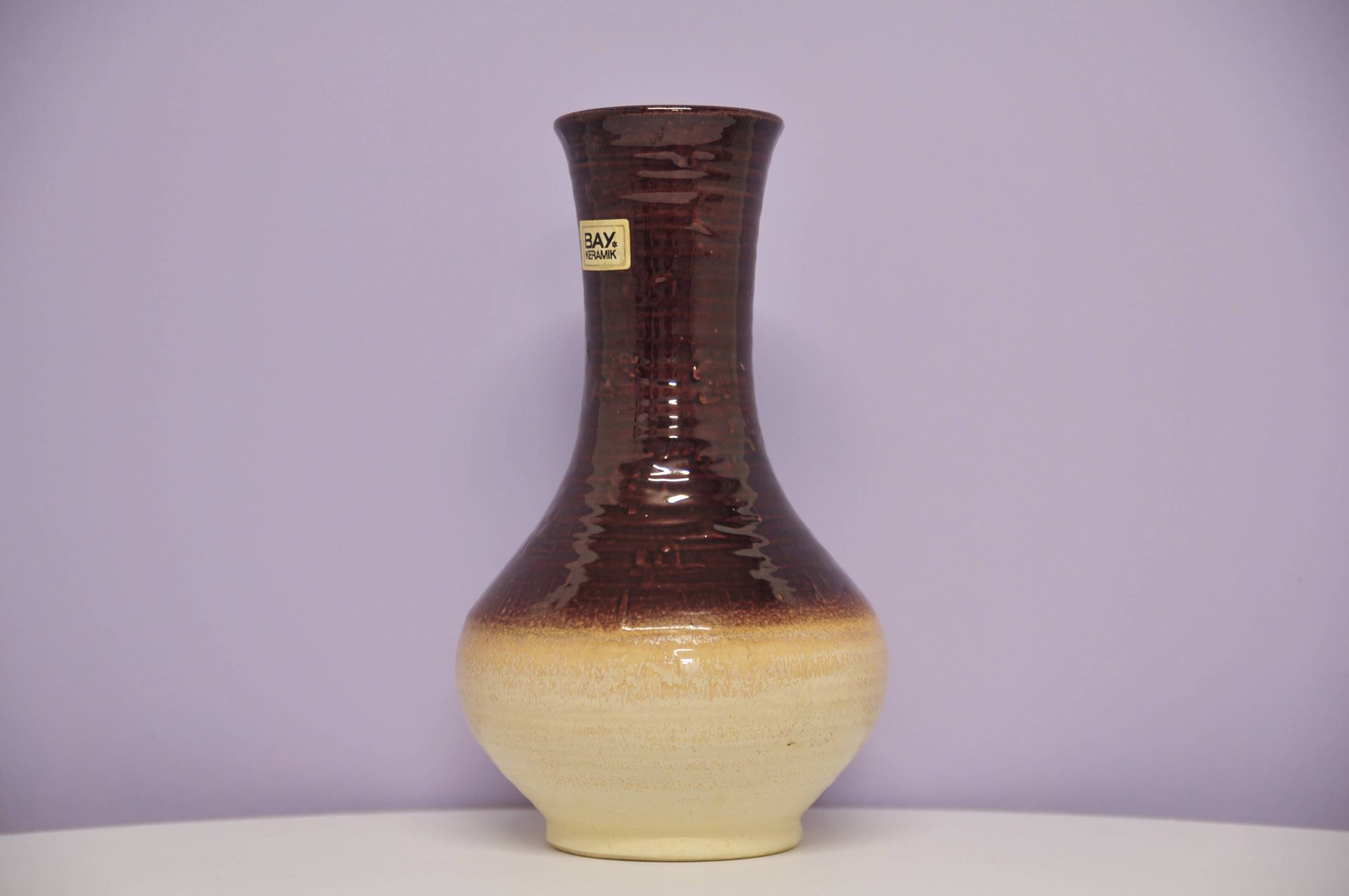 Vase vintage beige et marron allemagne de l'ouest bay