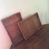 Lot of two trays in wicker 60s