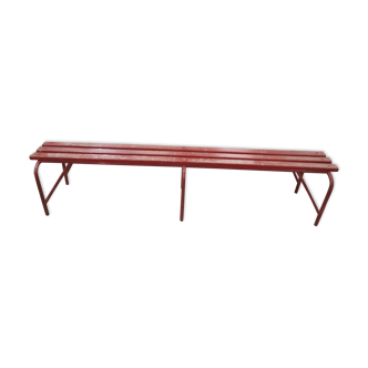 Banc d'école en fer tubulaire et bois 209 cm