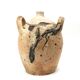 Traditional wabi-sabi stoneware ceramic jar with handles, 1900