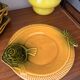 12 fish plates Vallauris in orange and green earthenware vintage 60s/70s