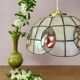 Vintage mother-of-pearl and brass lampshade pendant light with fruit decorations (2)