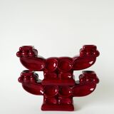 Pair of large burgundy ceramic candlesticks, 1950