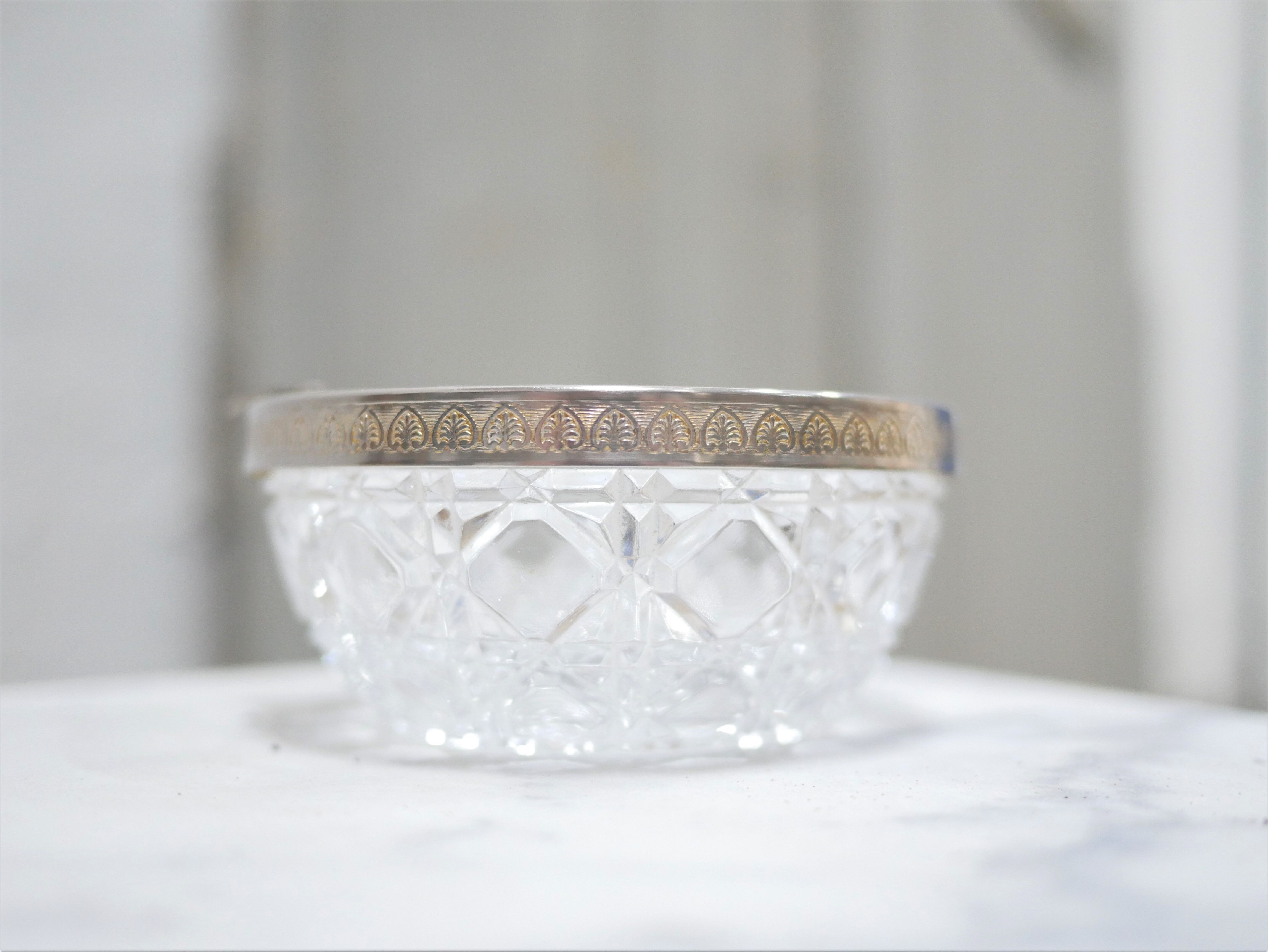 Vintage ashtray in crystal and silver metal
