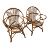 Rattan armchairs bamboo wicker vintage