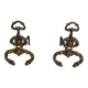 Pair of neoclassical andirons in bronze and wrought iron