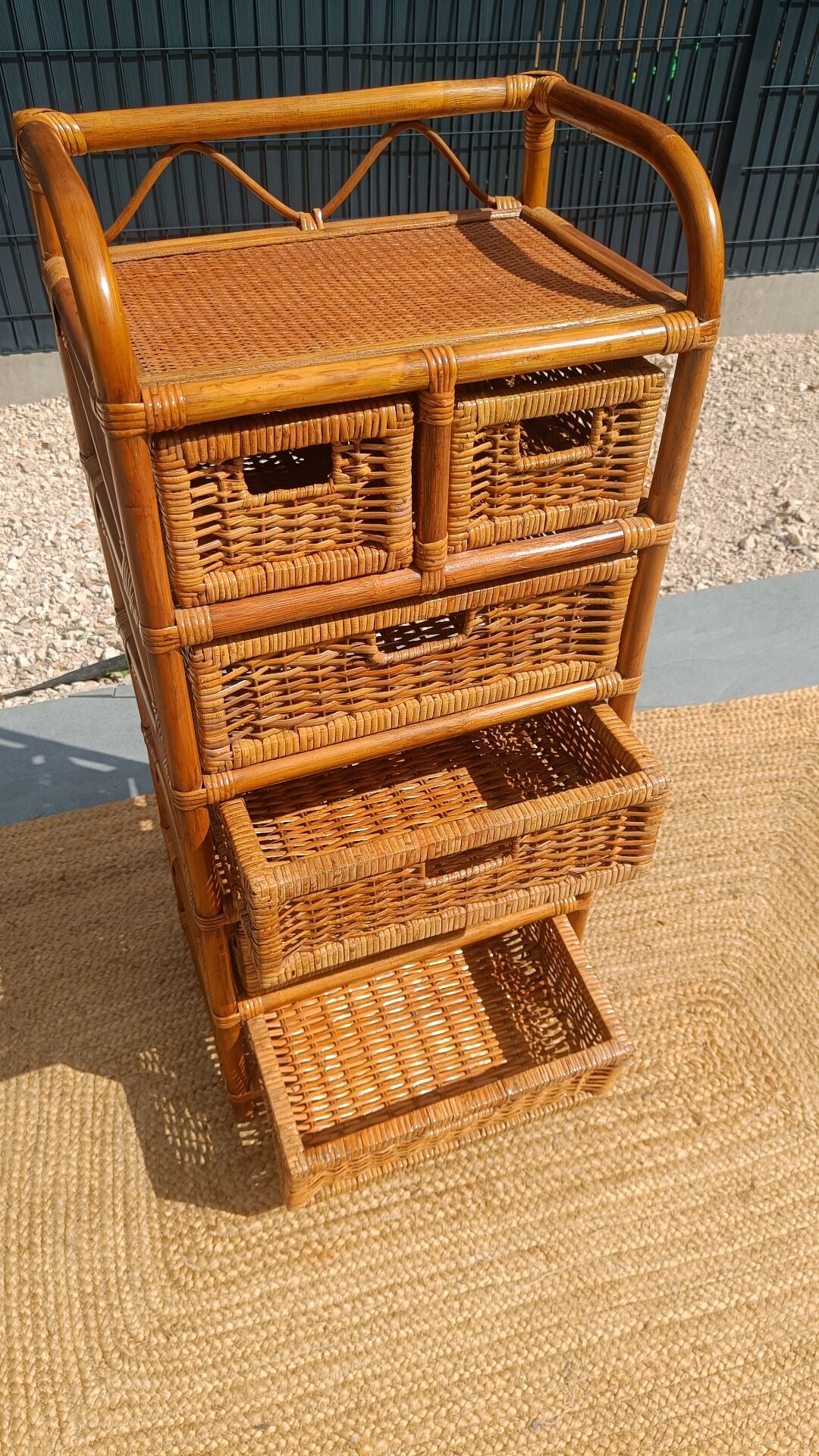 Chiffonnier commode en rotin