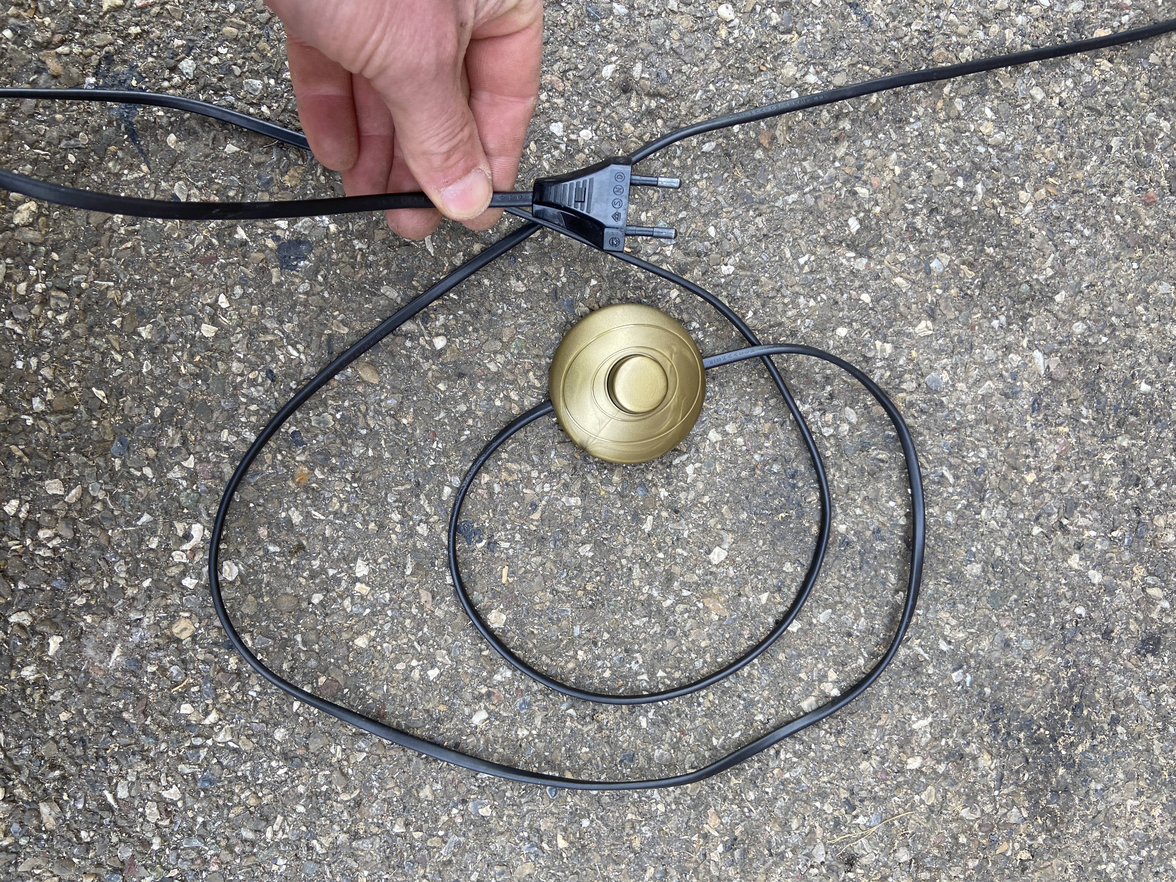 Vintage floor lamp wood & fabric 1970