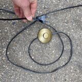 Vintage floor lamp wood & fabric 1970