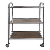 1970s wooden and metal rolling dessert trolley