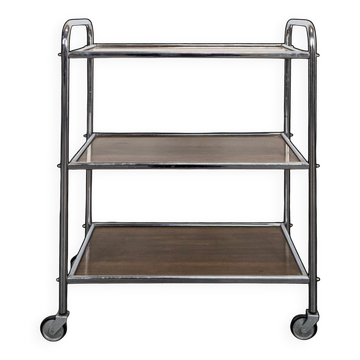 1970s wooden and metal rolling dessert trolley