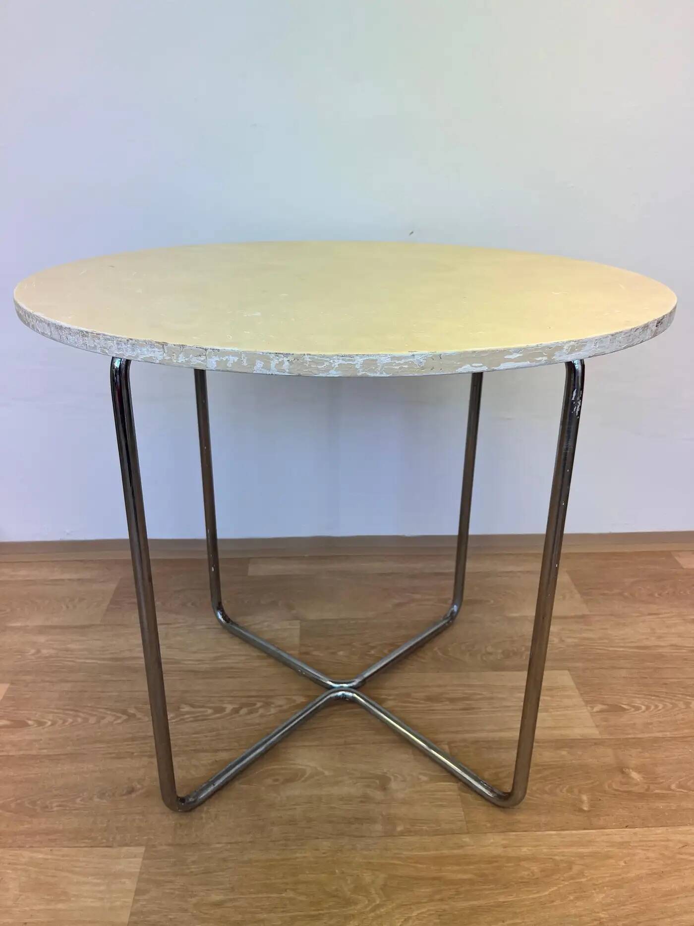 1930s original chrome Bauhaus tubular steel table by Robert Slezak