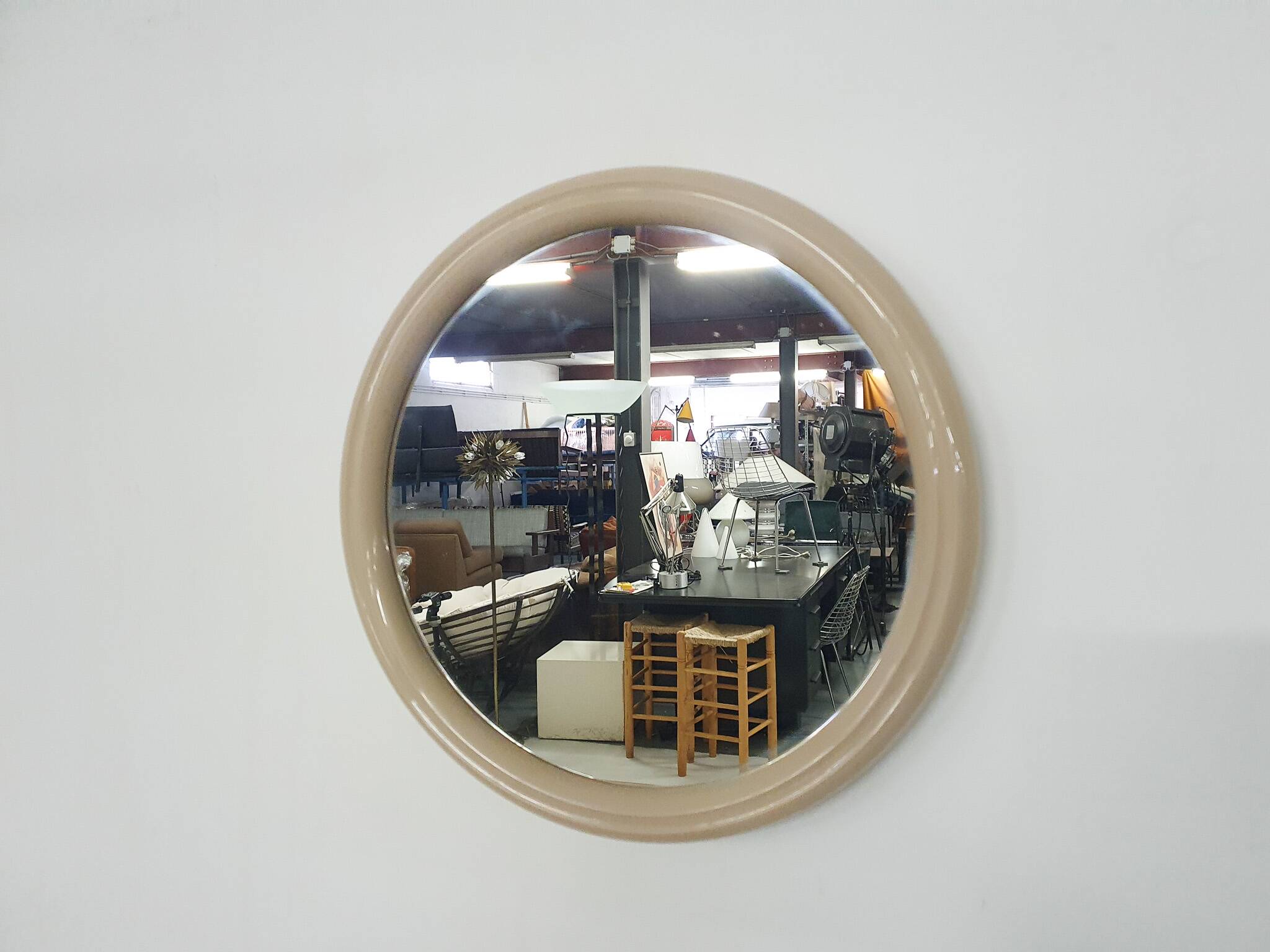Small mid-century round polyester mirror, The Netherlands 1960's