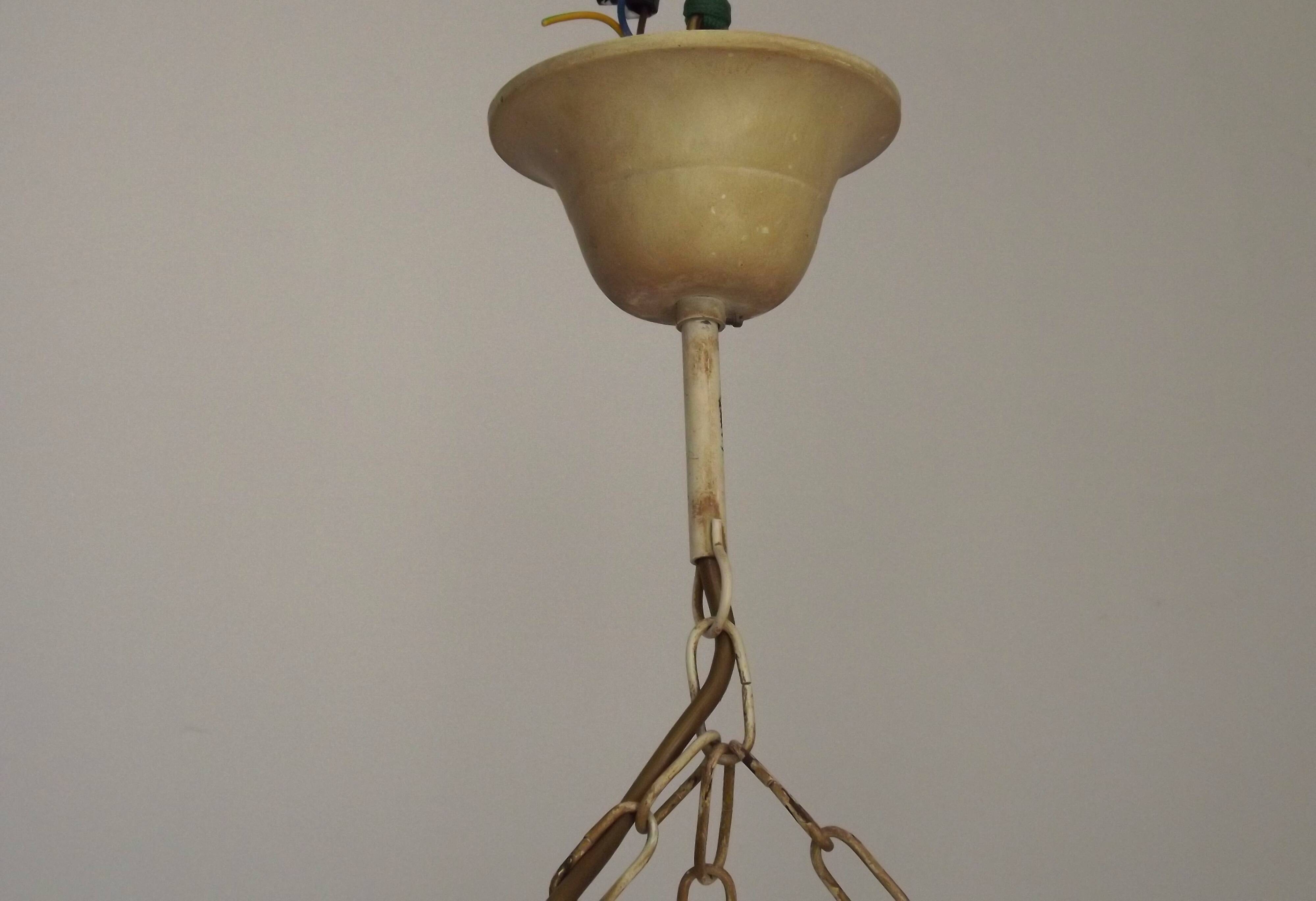 Italian Metal Ceiling Light Gold Leaf Detail Frosted Glass Bowl Shade
